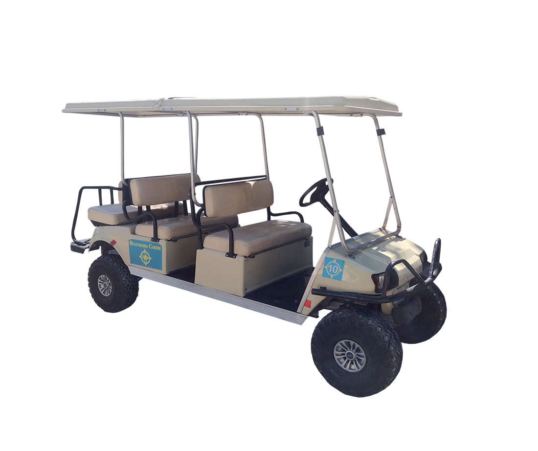 Renta de carrito de golf en isla mujeres para 6 personas